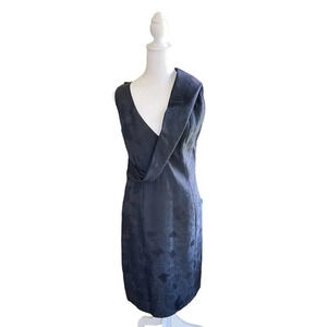 Salvatore Ferragamo‎ Vintage 90s Silk Sash Black Patterned Shift Dress Size 42
